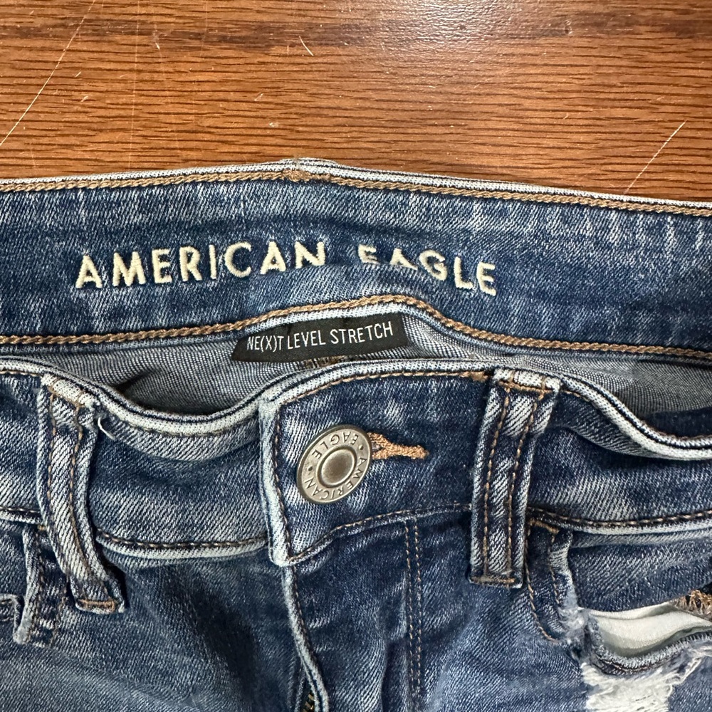 American Eagle Outfitters Ripped Dark Blue Skinny Jeans - Picture 2 of 5
